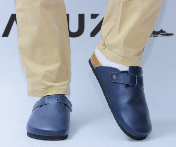 sabots hommes en noir cuir