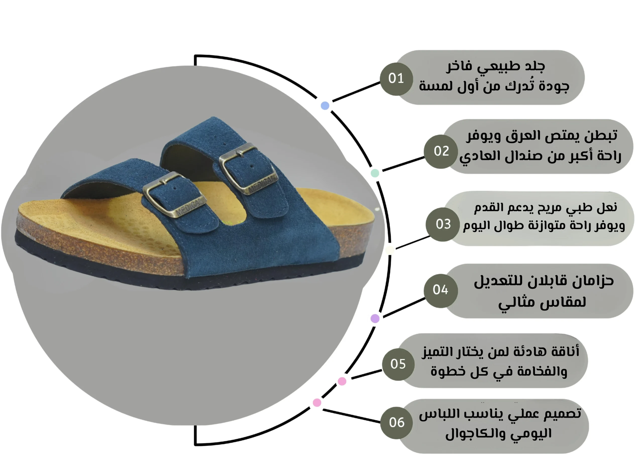 sandale bleu marine dan naturel