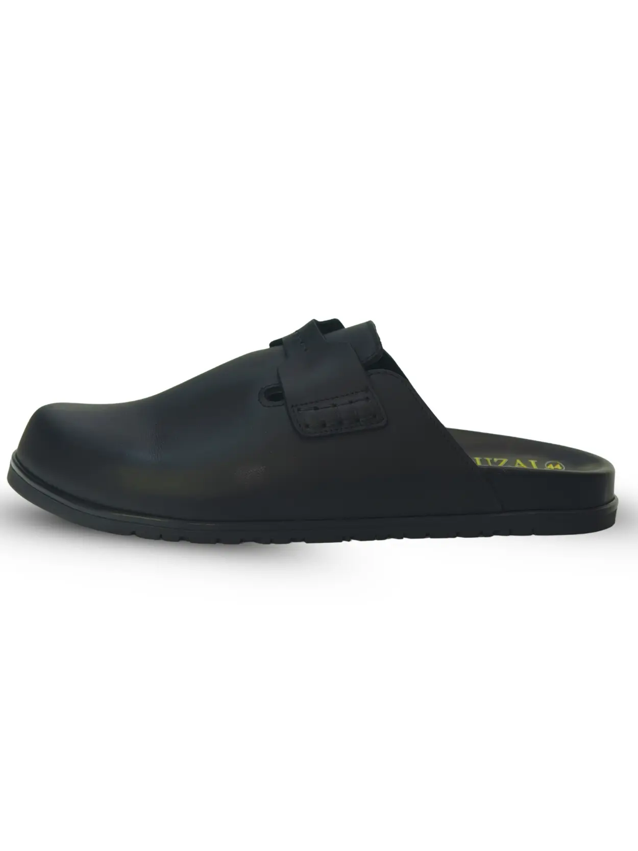 mule mocassin en cuir noir premium