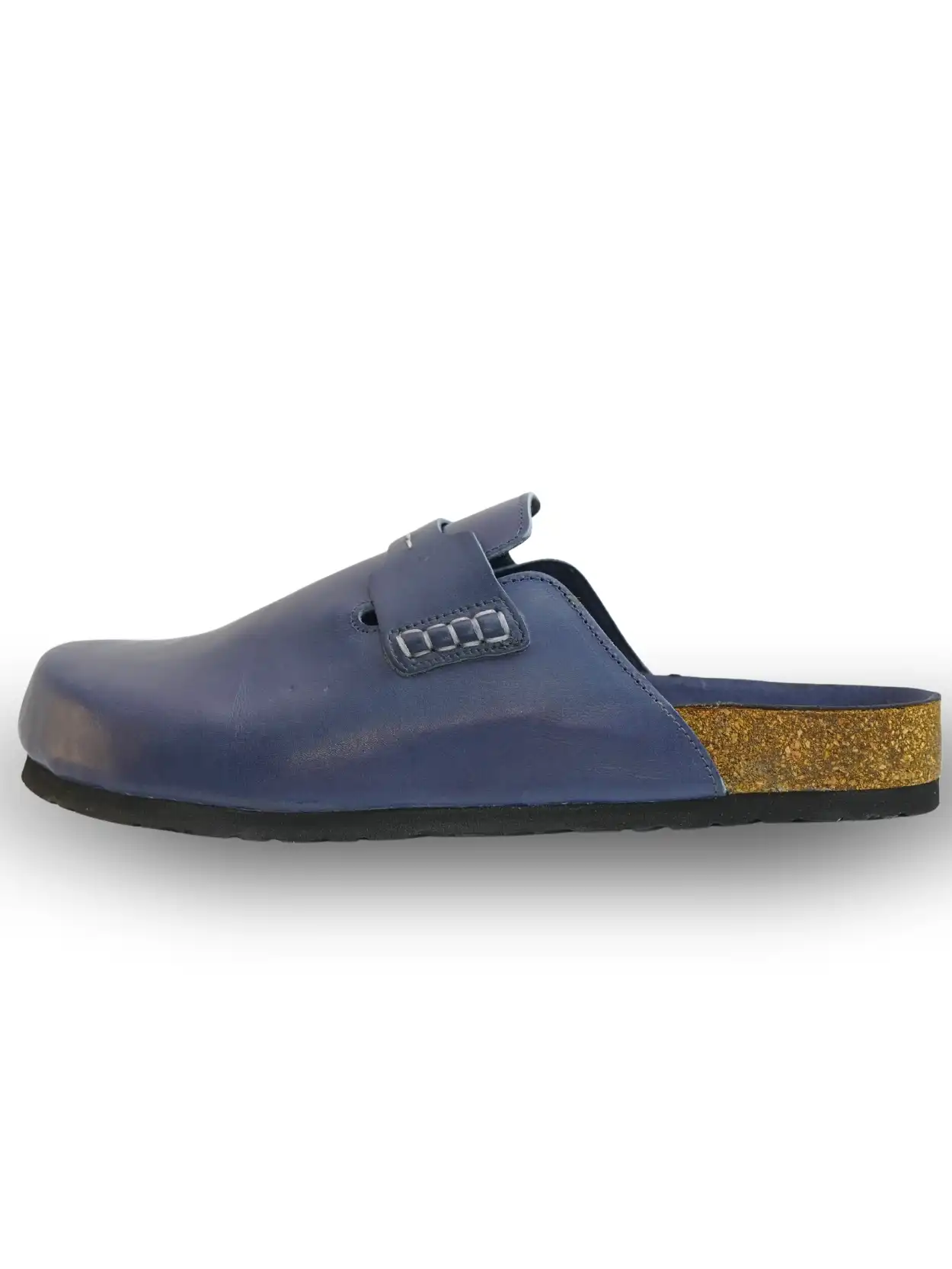 mule cuir bleu marine style marocain