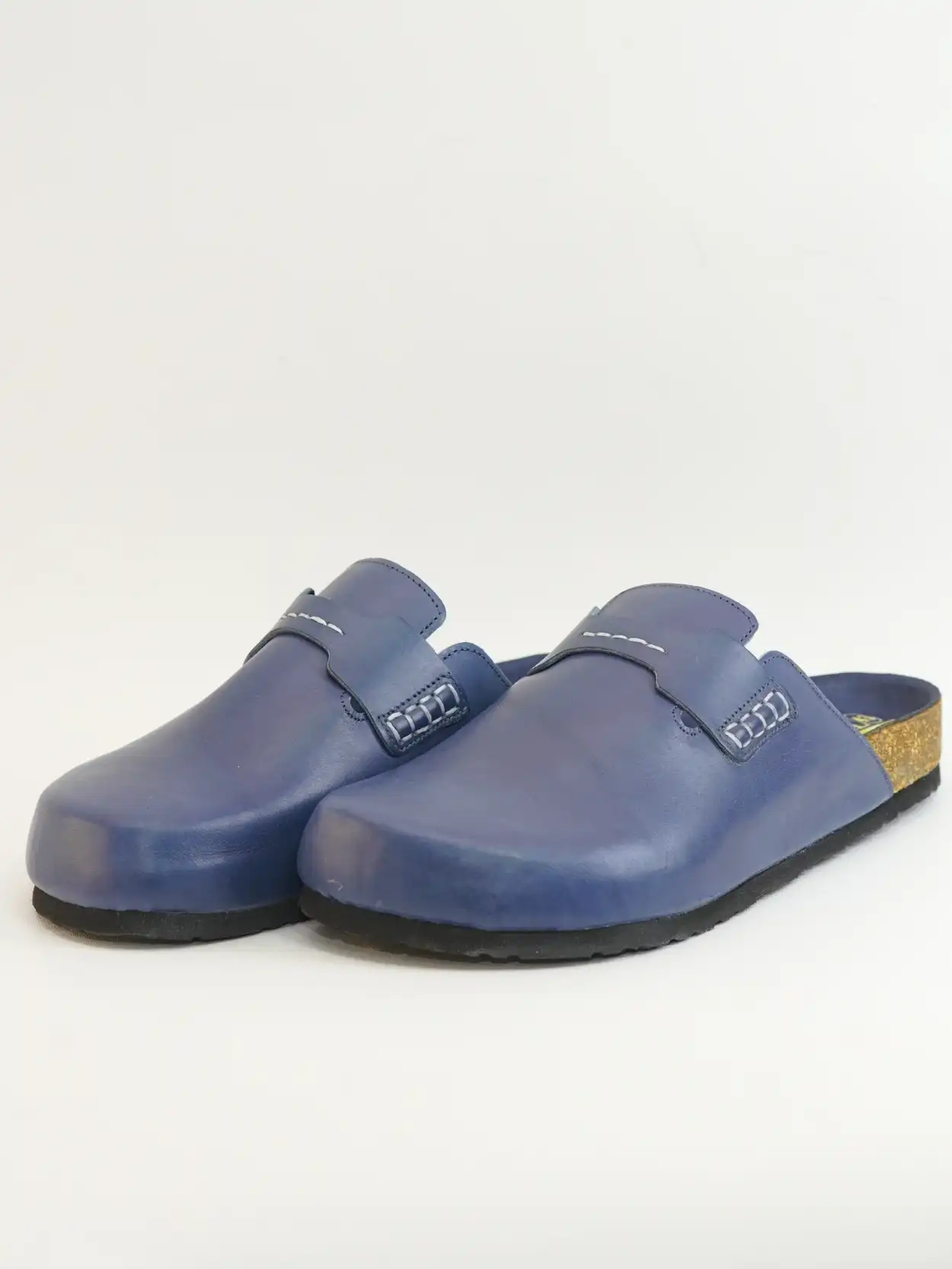 mule cuir bleu marine style marocain – Image 2