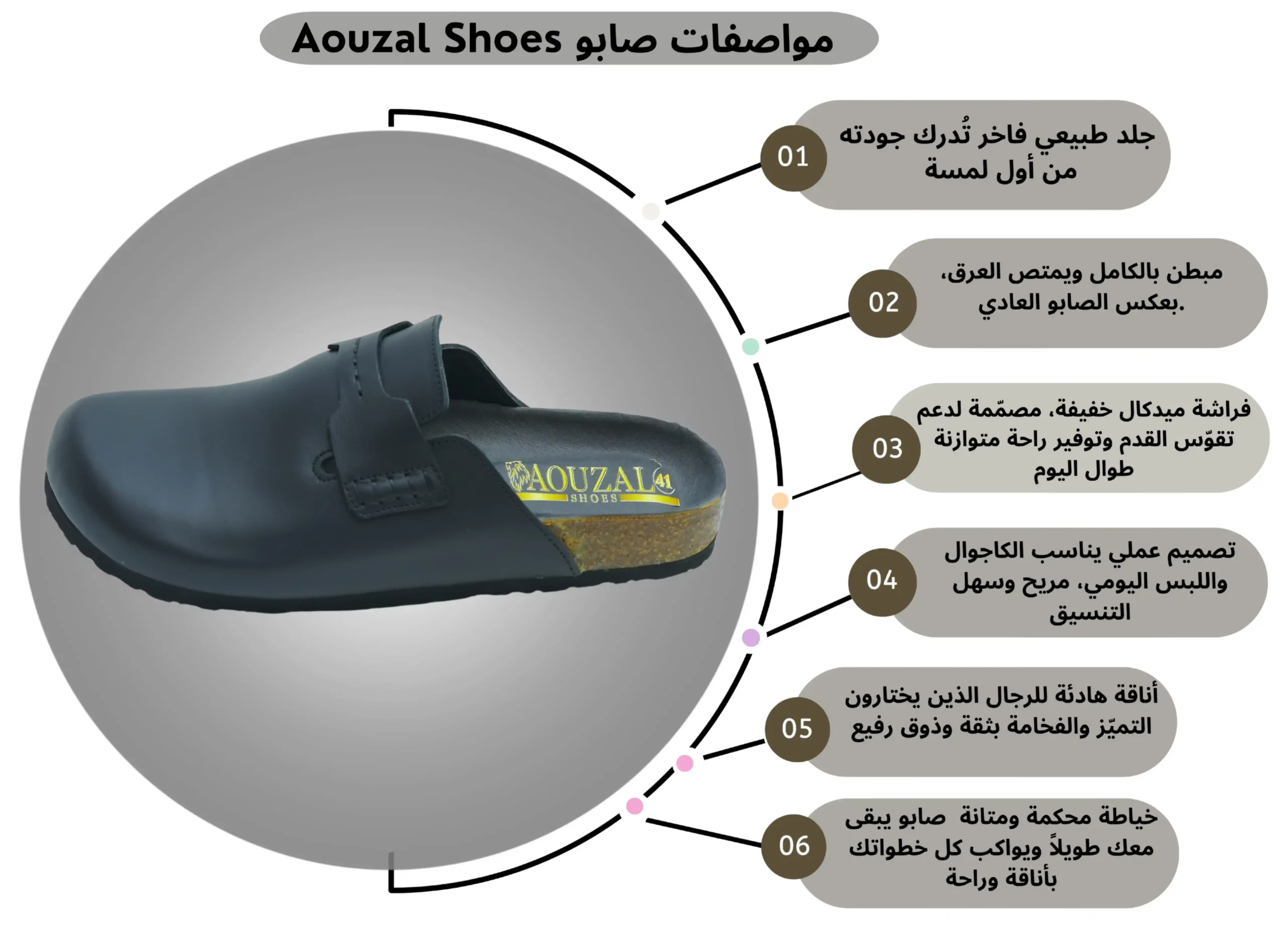 mule noir cuir style marocain