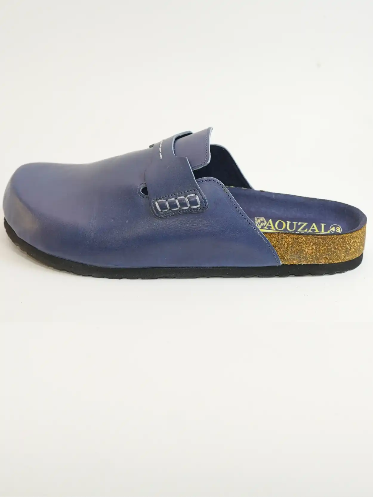 mule cuir bleu marine style marocain – Image 3