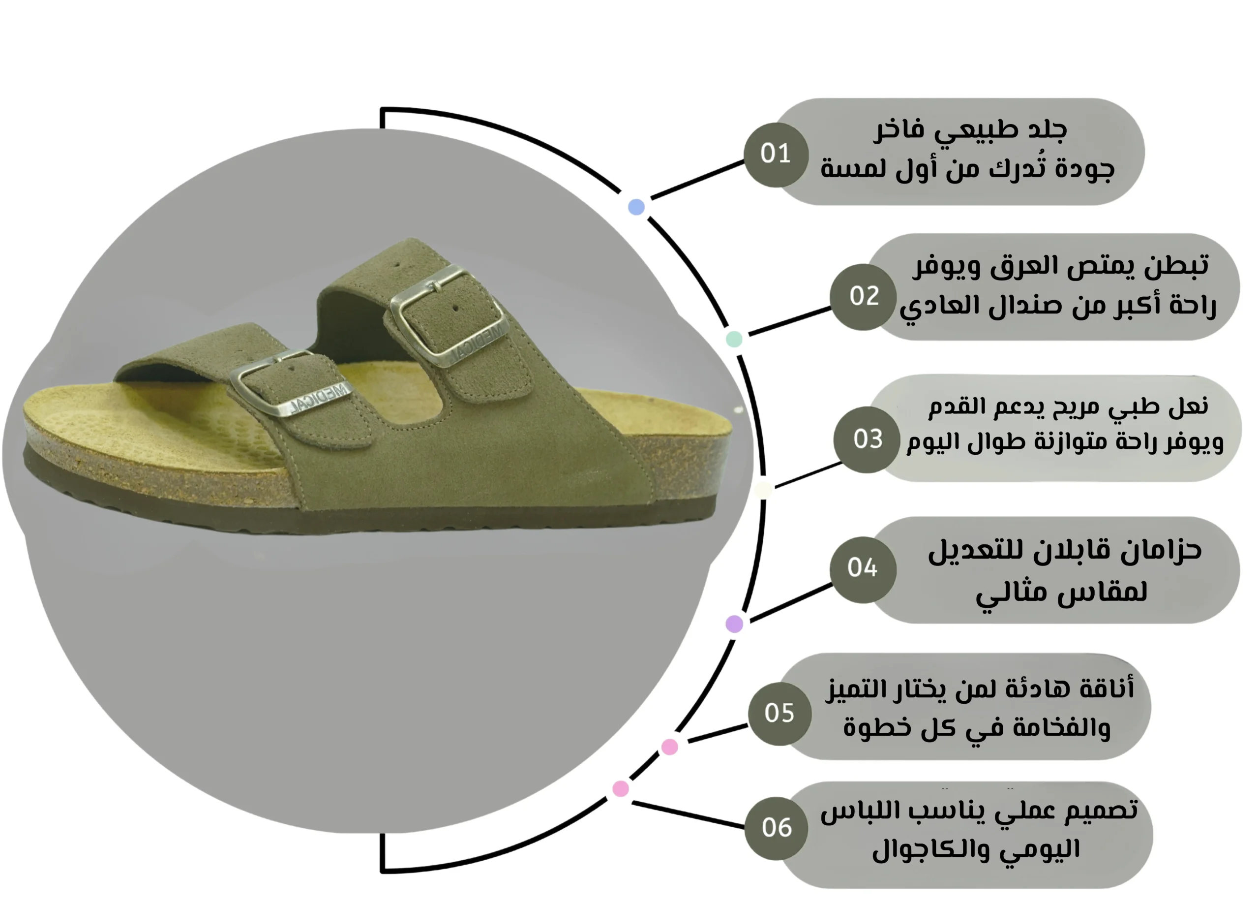 sandale olive ouverte daim