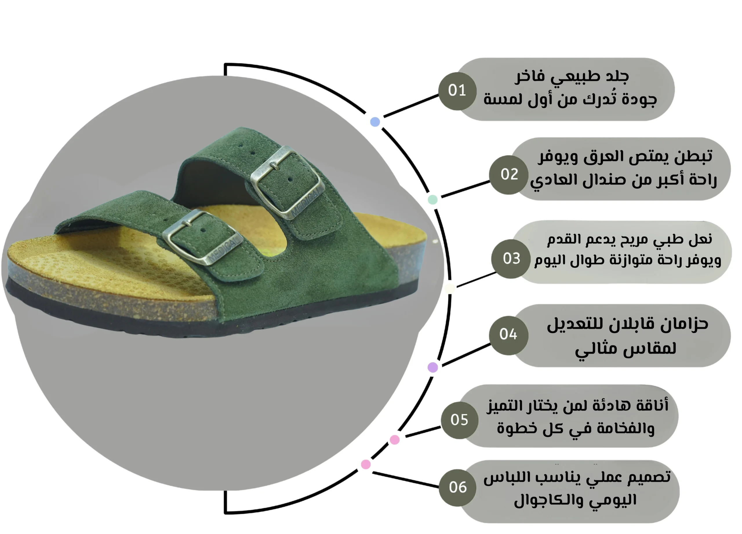 sandal vert kaki daim