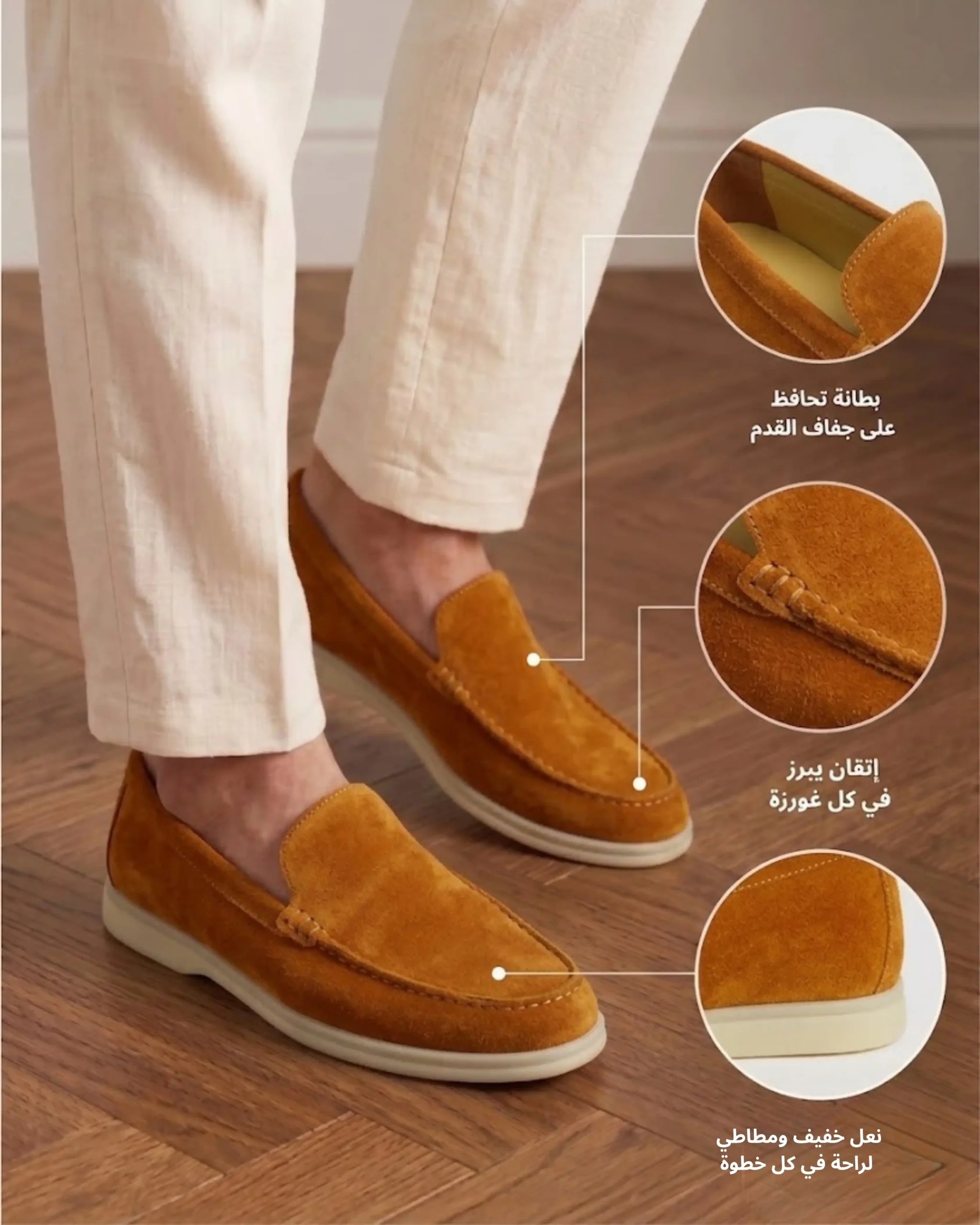 mocassin homme en daim véritable camel