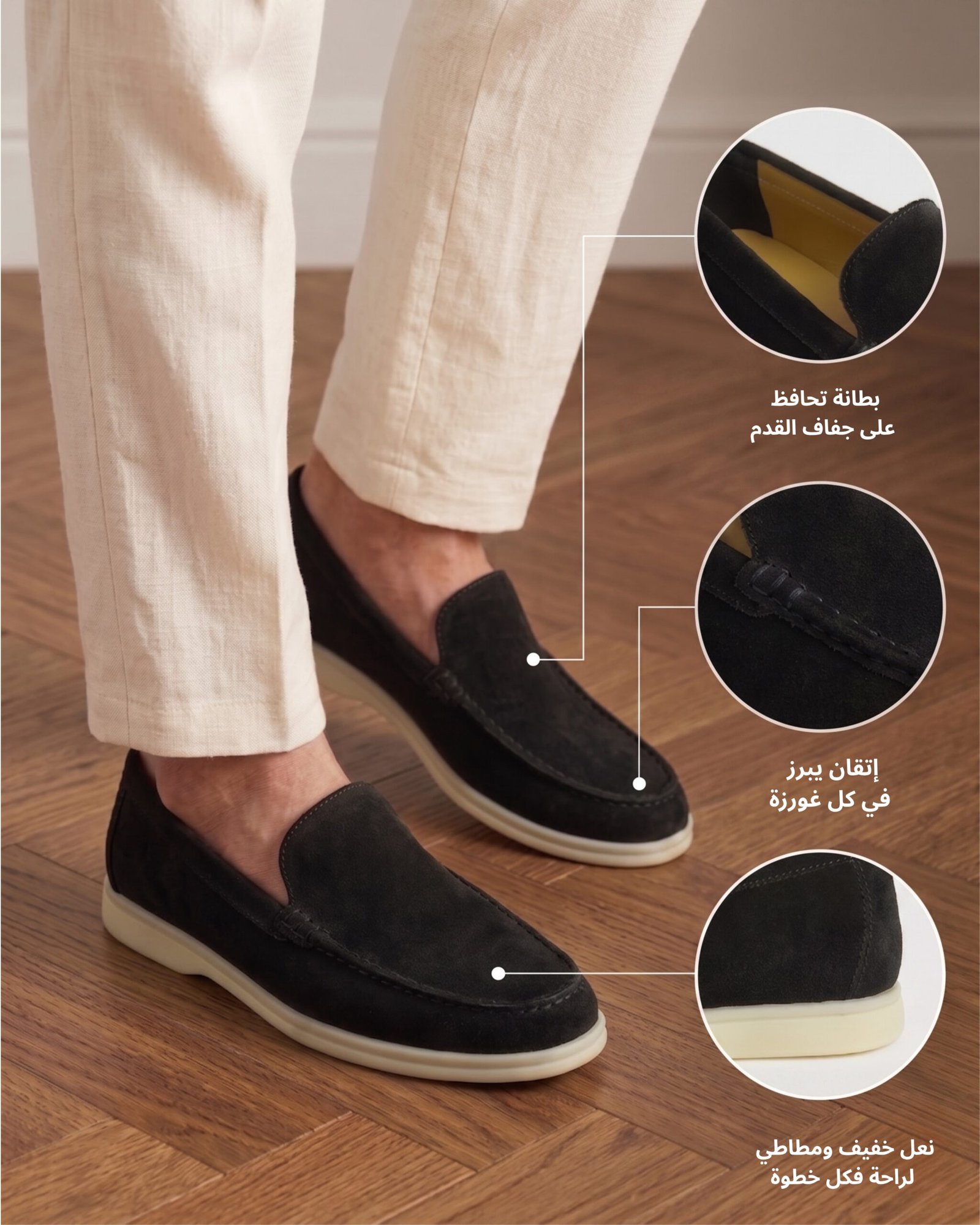 mocassin homme en daim véritable noir