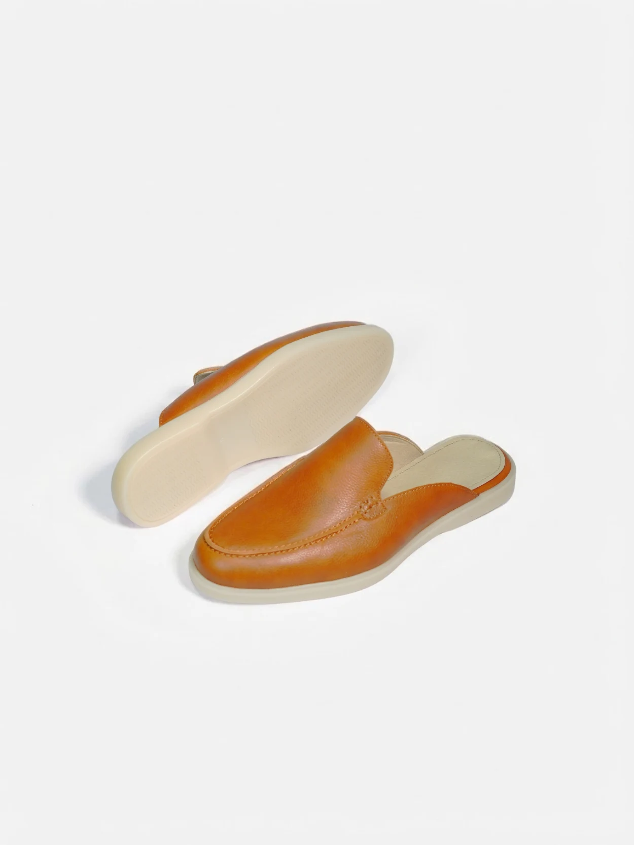 Babouche Élégance en Cuir Marron Clair – Image 4