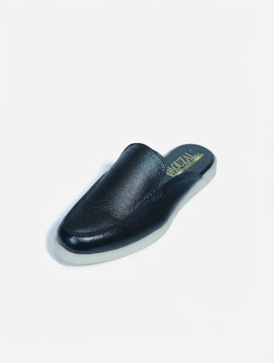 Babouche Élégance en cuir Noir