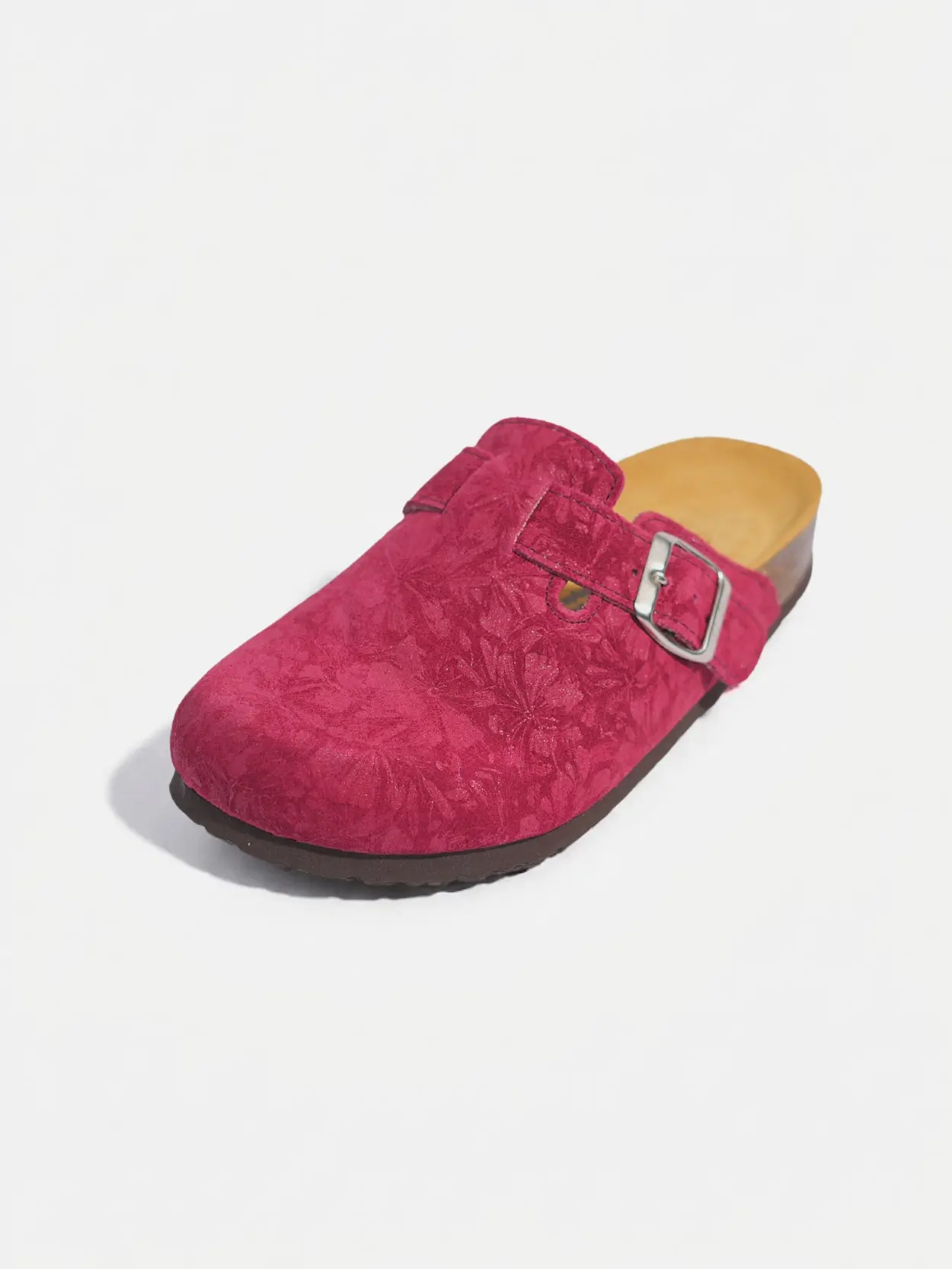 Sabot Rouge en Daim à Motif Floral