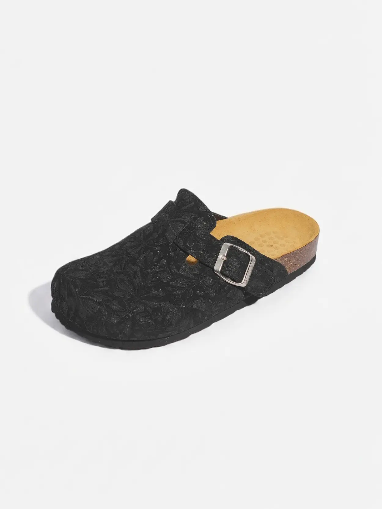 Sabot noir en Daim à Motif Floral