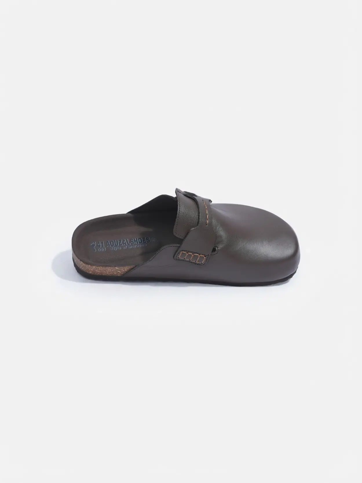 Sabot Mocassin marron foncé en cuir – Image 6