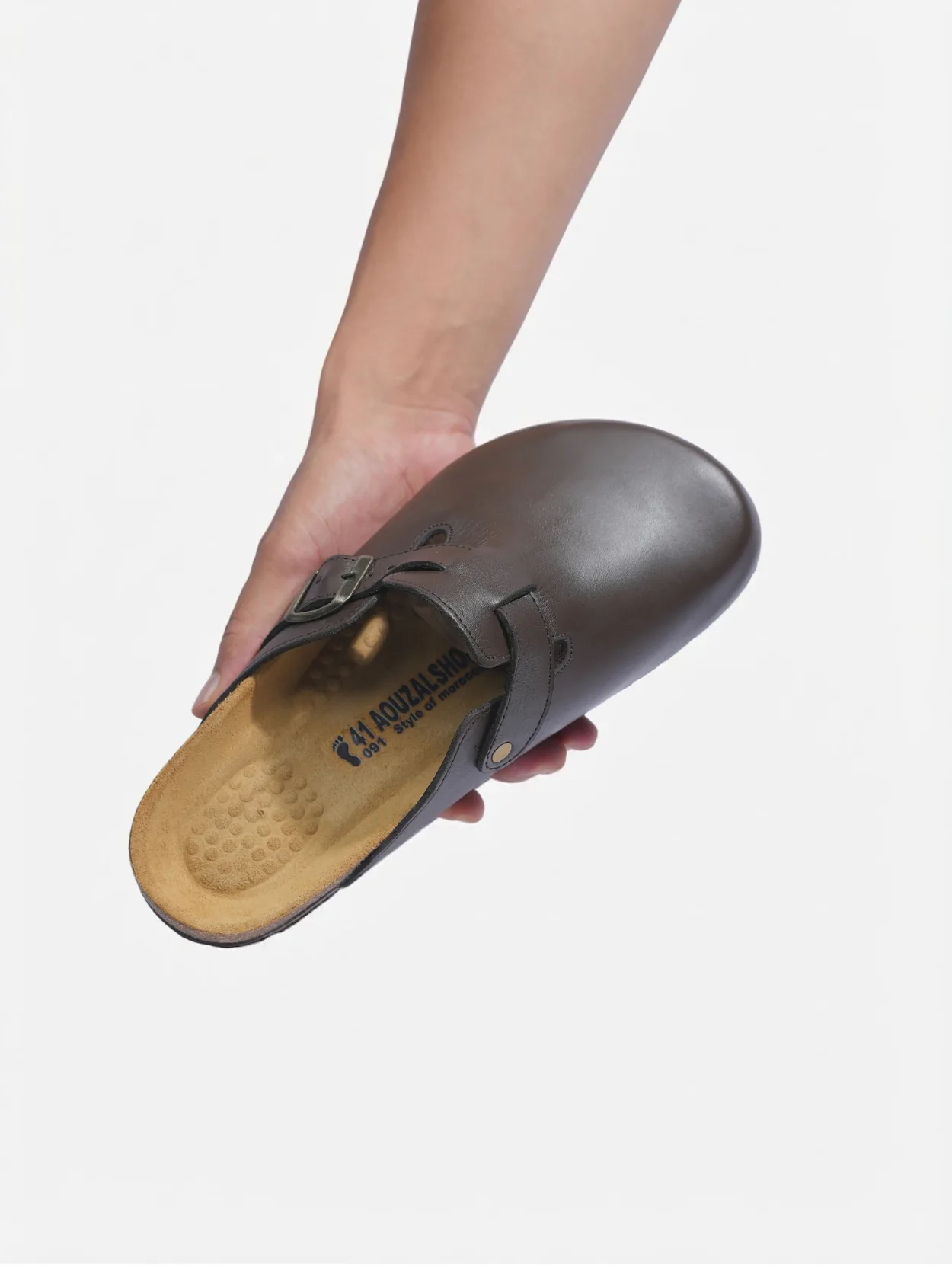 Sabot marron foncé en cuir – Image 7